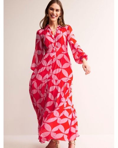 Boden Occasion Ecovero Shirt Maxi Dress - Red