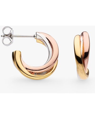 Kit Heath Bevel Trilogy Semi Hoop Stud Earrings - Metallic