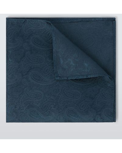 John Lewis Silk Paisley Pocket Square - Blue