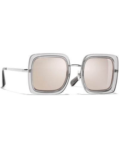 Chanel Square Sunglasses Ch4240 Grey/mirror Clear - White