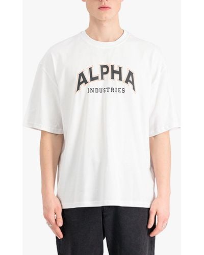 Alpha Industries University Logo Crew Neck T-shirt - White