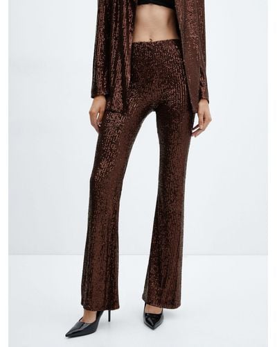 Mango Xlenjuel Sequin Flared Trousers - Brown