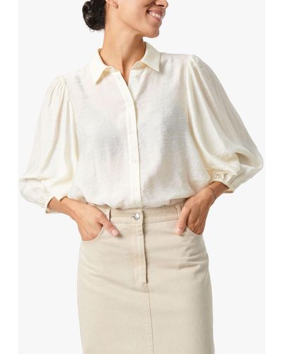 Soaked In Luxury Leodora Cropped Sleeve Buttons Shirt - White