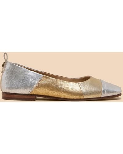White Stuff Loral Leather Court Shoes - Natural
