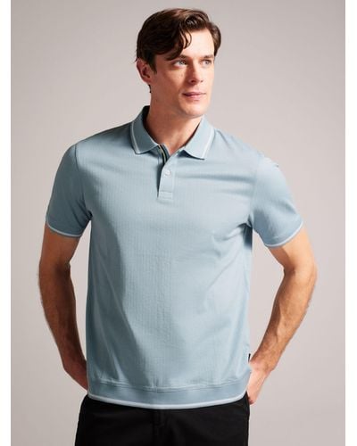 Ted Baker Erwen Short Sleeve Regular Textured Polo Shirt - Blue