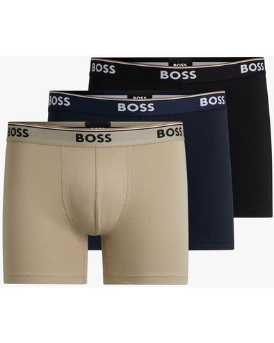 BOSS Boss Logo Waist Cotton Stretch Boxer Shorts - Blue