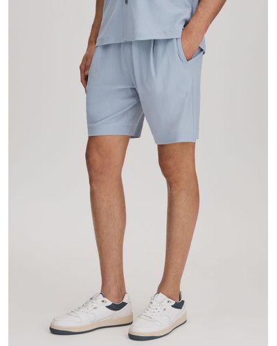 Reiss Riad Textured Drawstring Shorts - Blue