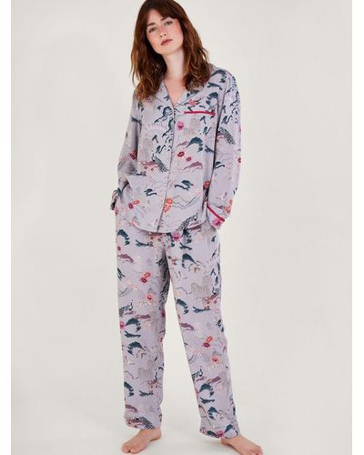 Monsoon Oriental Print Pyjama Set - Purple