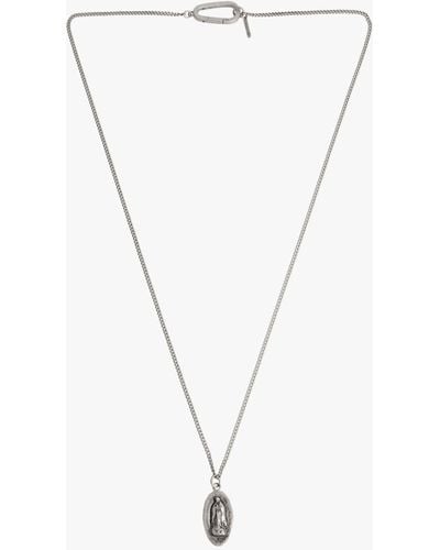 AllSaints Medallion Pendant Curb Chain Necklace - White