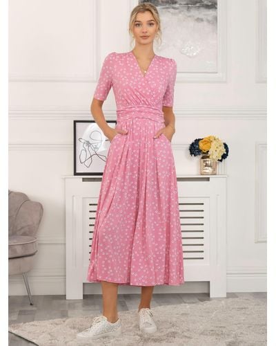 Jolie Moi Racquel Spot Jersey Maxi Dress - Pink