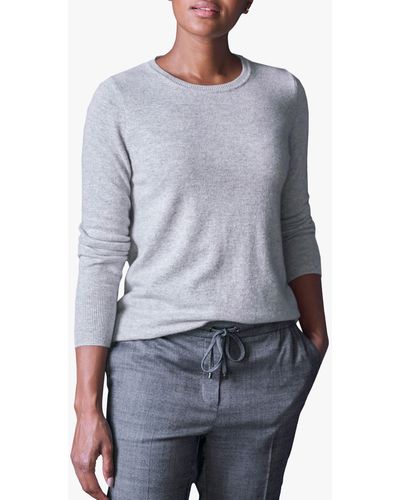 Pure Collection Crew Neck Cashmere Jumper - Grey