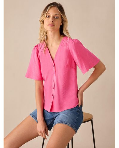 Ro&zo Flutter Sleeve Blouse - Pink