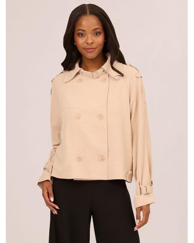 Adrianna Papell Cropped Trench Coat - Natural