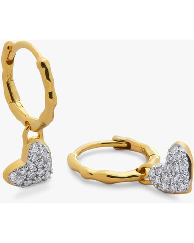 Monica Vinader Lab Grown Diamond Heart Huggie Earrings - Metallic