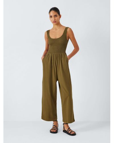 John Lewis Anyday Shirred Bodice Jumpsuit - Green