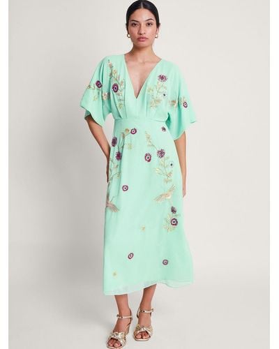 Monsoon Rosalie Kimono Midi Dress - Green