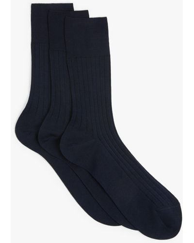 John Lewis Made In Italy Mercerised Cotton Socks - Blue