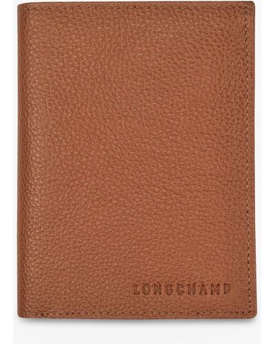Longchamp Le Foulonné Leather Tri-fold Wallet - Brown
