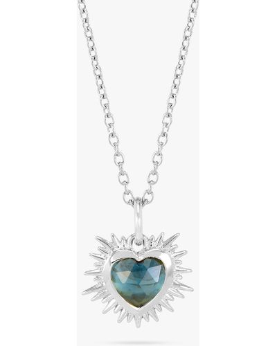 Rachel Jackson Personalised Electric Love Birthstone Heart Sterling Silver Necklace - White