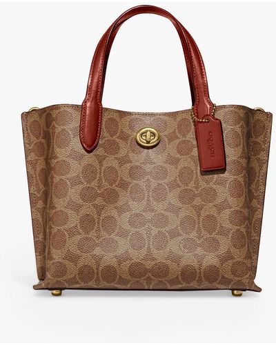 COACH Coated Canvas Signature Willow Tote 24 Tan/rust One Size - Brown