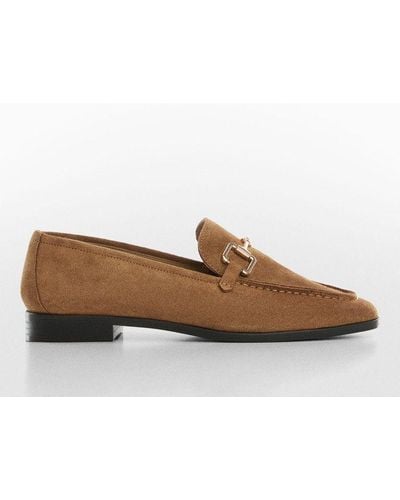 Mango Luz Suede Moccasin Loafers - Brown