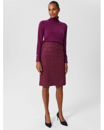 Hobbs Petite Daphne Herringbone Tweed Skirt - Purple