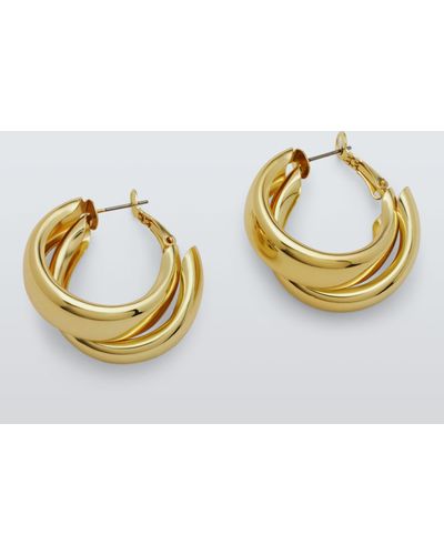 John Lewis Double Twist Hoop Earrings - Metallic
