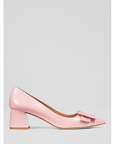 LK Bennett Tia Leather Court Shoes - Pink