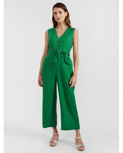 Hobbs Melodie Cropped Linen Jumpsuit - Green
