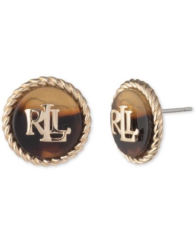 Ralph Lauren Lauren Logo Tortoise Button Stud Earrings - Metallic