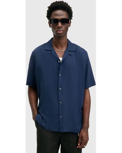 AllSaints Venice Short Sleeve Shirt - Blue