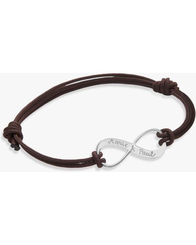 Merci Maman Personalised Sterling Silver Infinity Bracelet - Brown