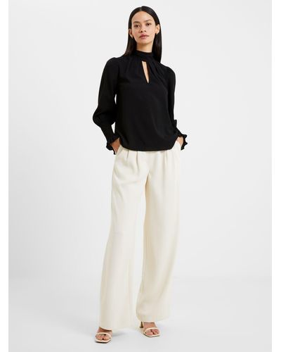 French Connection Crepe High Neck Top - Black