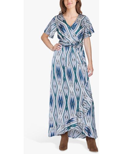 Sisters Point Ehtnic Print Maxi Wrap Dress - Blue