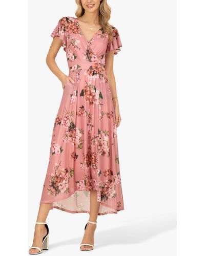 Jolie Moi Eliza Dip Hem Floral Maxi Dress - Pink