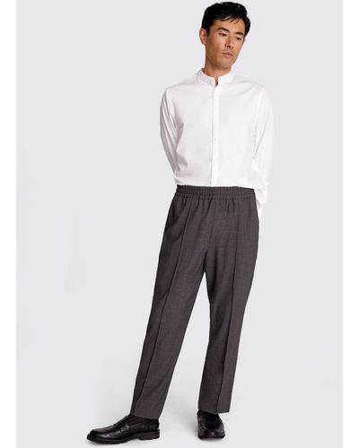 Moss Relaxed Wool Blend Wide Leg Trousers - White