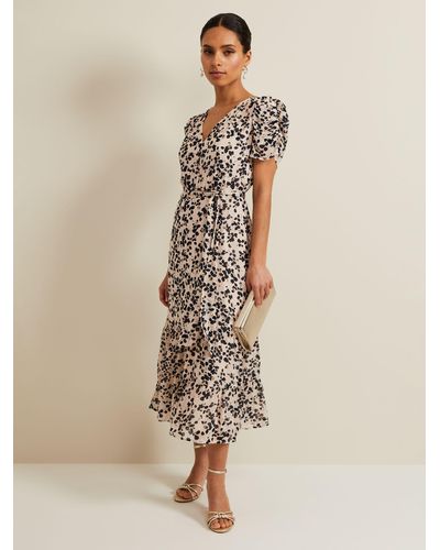 Phase Eight Petite Amy Floral Midi Dress - Natural