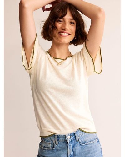 Boden Maggie Boat Neck Linen T-shirt - Natural