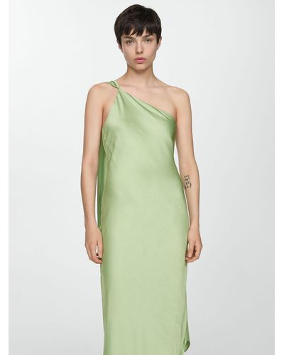 Mango Fiore Asymmetric Straps Maxi Dress - Green
