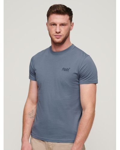Superdry Organic Cotton Essential Logo Embroidered T-shirt - Blue