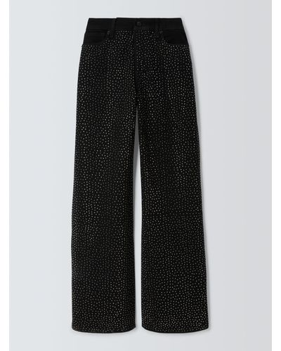 GOOD AMERICAN Relaxed Sparkle Wide Leg Trousers - Black
