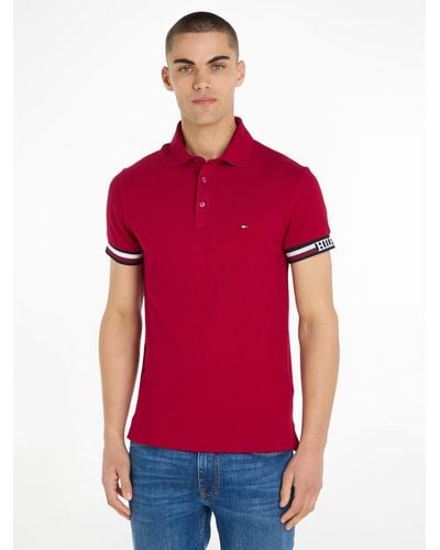 Tommy Hilfiger Monotype Slim Fit Polo Top - Red