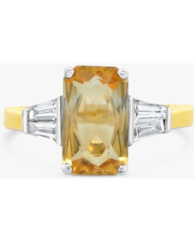 Milton & Humble Jewellery Second Hand 18ct Gold Citrine & Diamond Cocktail Ring - Metallic