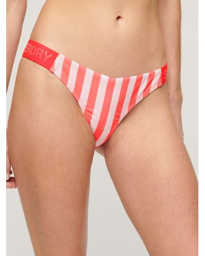 Superdry Striped Cheeky Bikini Bottoms - Pink