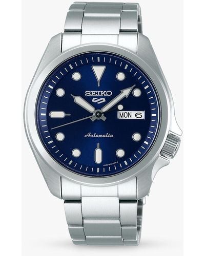 Seiko Srpe53k1 5 Sports Automatic Day Date Bracelet Strap Watch - Blue