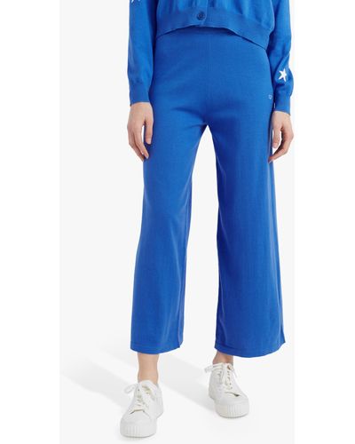 Chinti & Parker Cotton Cropped Wide Leg Track Trousers - Blue