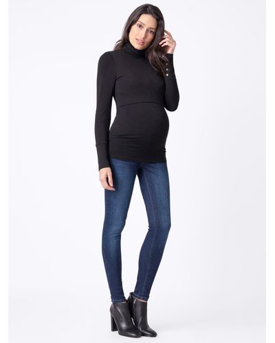 Seraphine Ember Plain Roll Neck Maternity & Nursing Top - Black
