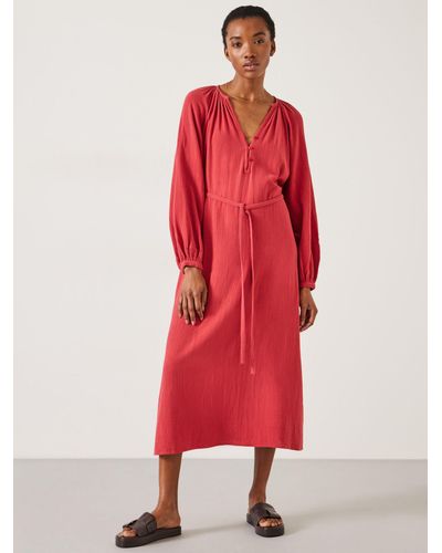 Hush Clarice Cotton Midi Dress - Red