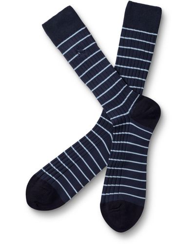 Charles Tyrwhitt Cotton Blend Ribbed Stripe Socks - Blue