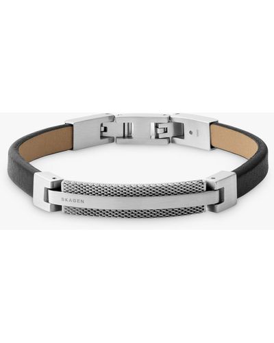 Skagen Torben Leather & Steel Bracelet - Metallic